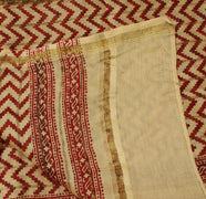 Sushila Vintage Cream Indian Dupatta Pure Cotton Printed Leheria Long Stole