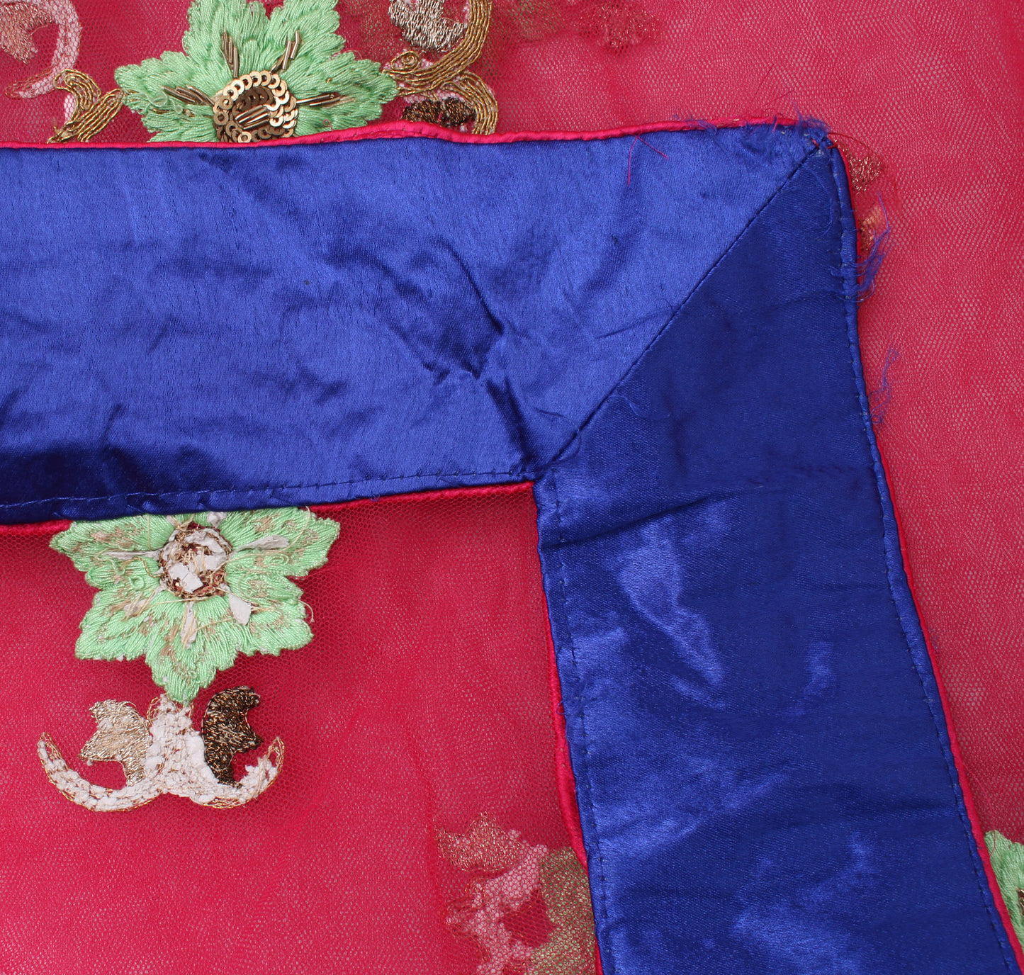 Sushila Vintage Pink Indian Dupatta Net Mesh Embroidered Long Stole Scarves