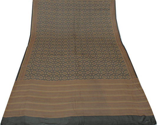Sushila Vintage Black Indian Dupatta 100% Pure Georgette Silk Printed Long Stole