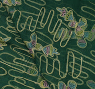 Sushila Vintage Green Dupatta Pure Chiffon Silk Embroidered Long Stole Hijab