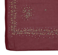 Sushila Vintage Maroon Dupatta Blend Georgette Silk Hand Beaded Long Stole Veil