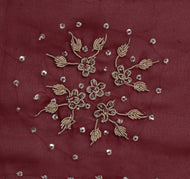 Sushila Vintage Maroon Dupatta Blend Georgette Silk Hand Beaded Long Stole Veil