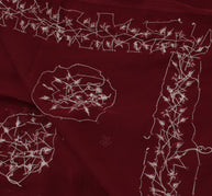 Sushila Vintage Maroon Dupatta Blend Georgette Silk Hand Beaded Long Stole Veil