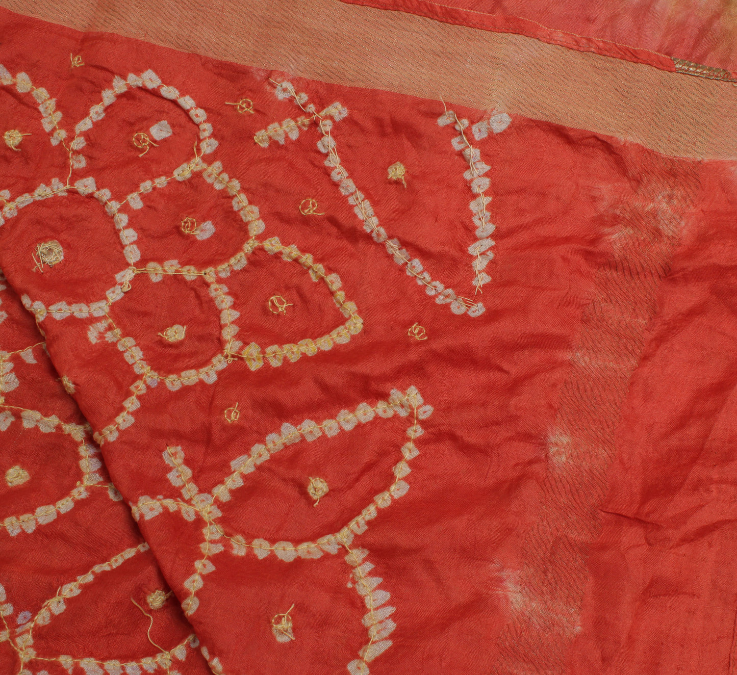 Sushila Vintage Brown Dupatta 100% Pure Silk Printed & Beaded Long Stole Scarves