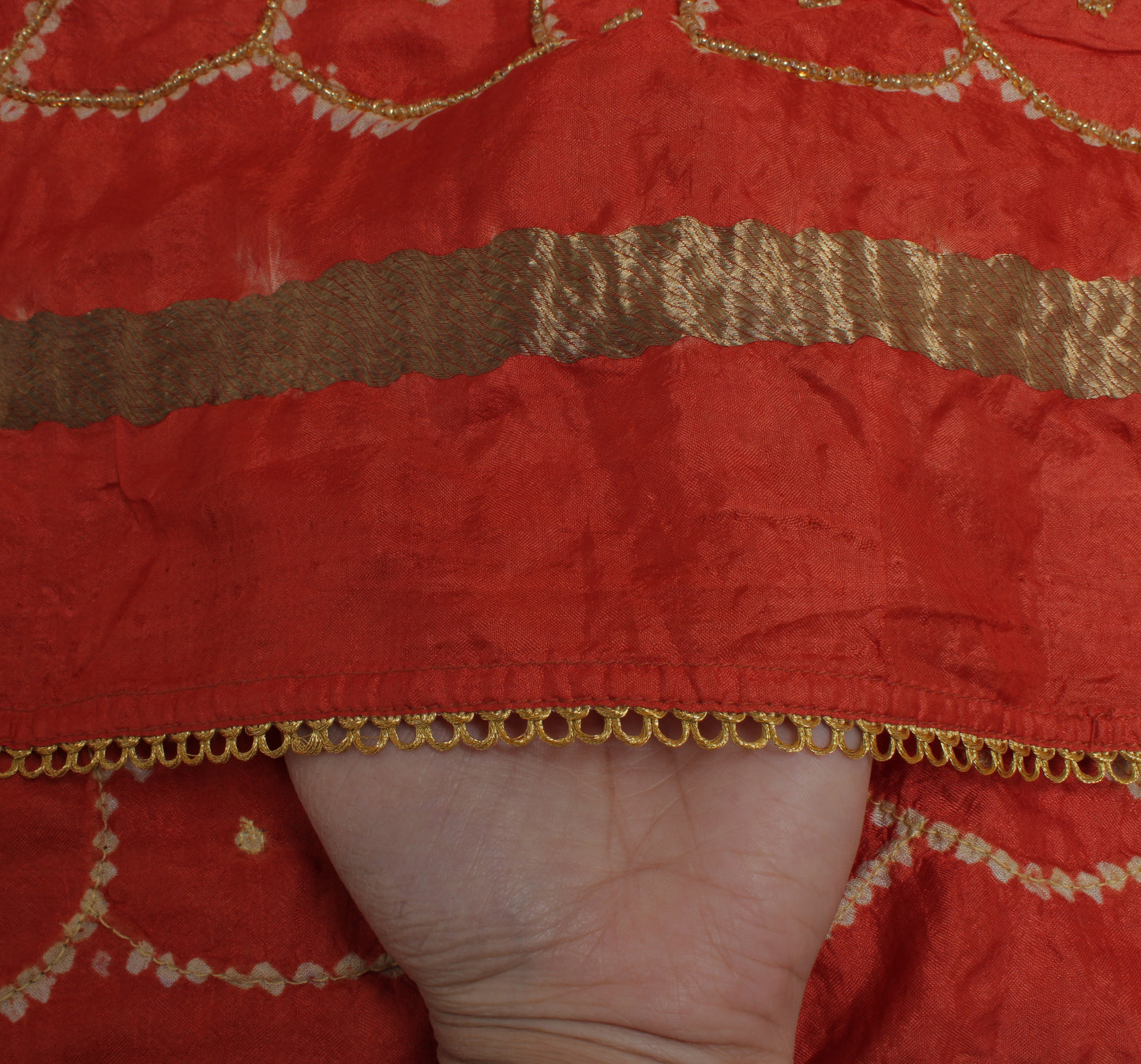 Sushila Vintage Brown Dupatta 100% Pure Silk Printed & Beaded Long Stole Scarves
