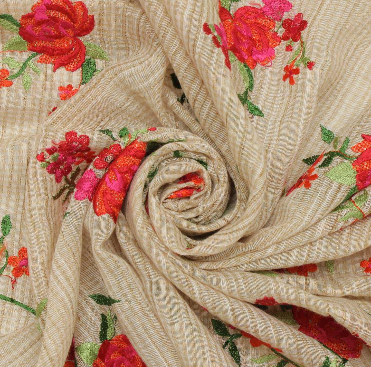 Sushila Vintage Cream Dupatta Blend Cotton Woven & Embroidered Long Stole Veil