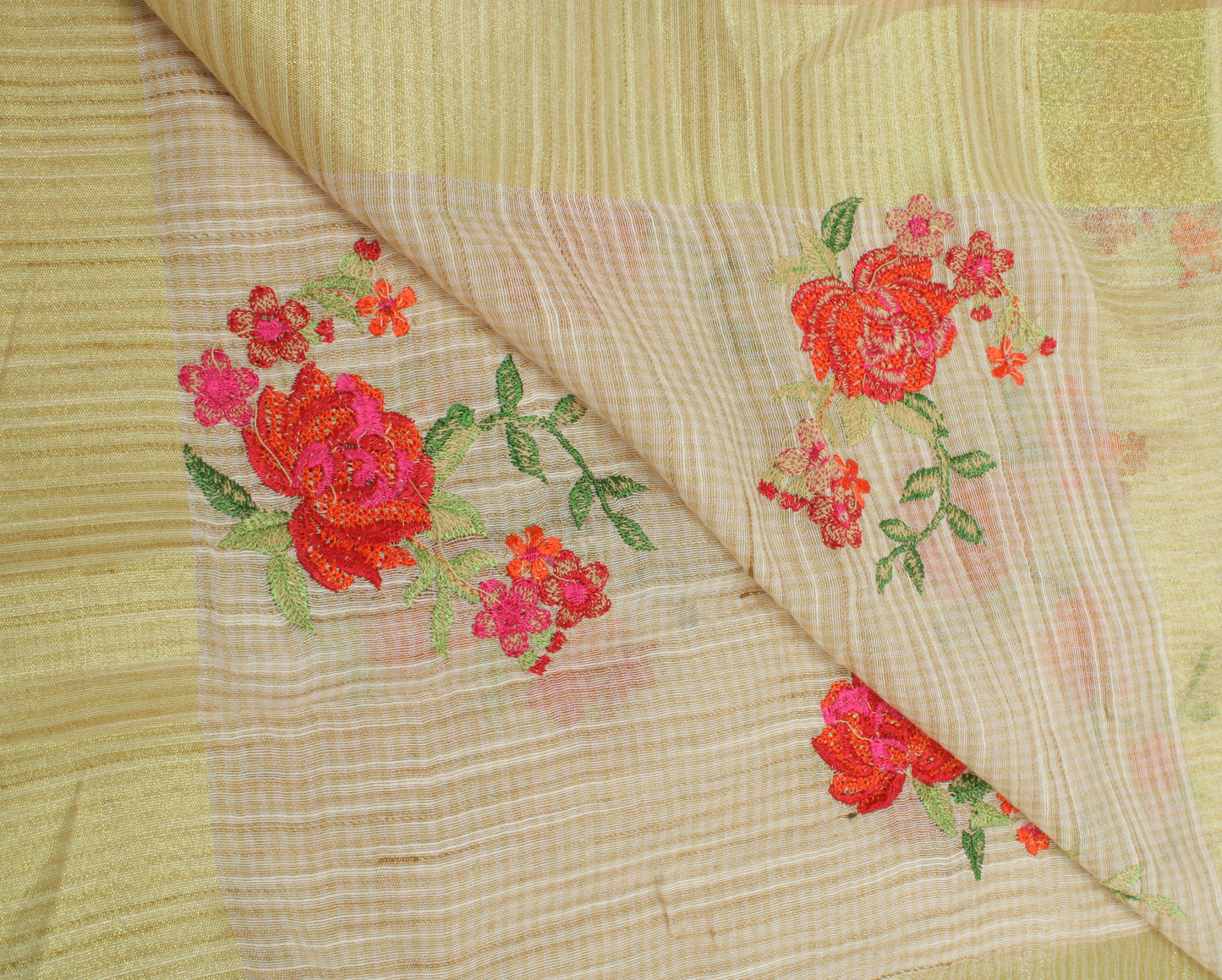 Sushila Vintage Cream Dupatta Blend Cotton Woven & Embroidered Long Stole Veil