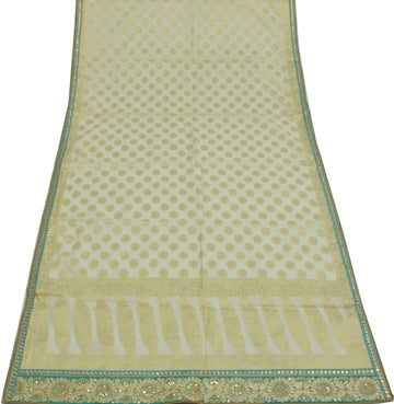 Sushila Vintage White Dupatta Blend Cotton Woven & Embroidered Long Stole Hijab