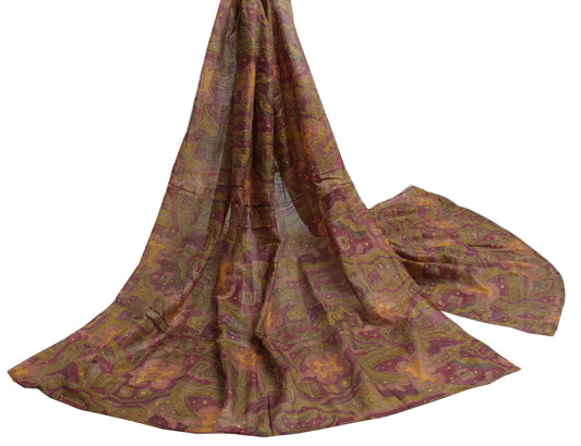 Sushila Vintage Multi-Color Indian Dupatta Pure Silk Printed Long Stole Scarves
