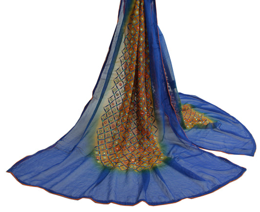 Sushila Vintage Mustard Dupatta Pure Georgette Silk Embroidered Long Stole Veil