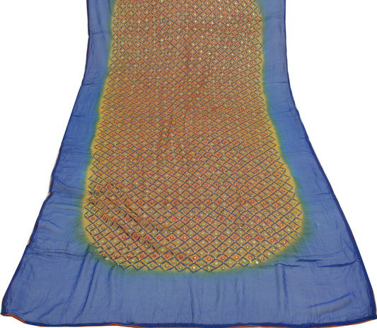 Sushila Vintage Mustard Dupatta Pure Georgette Silk Embroidered Long Stole Veil