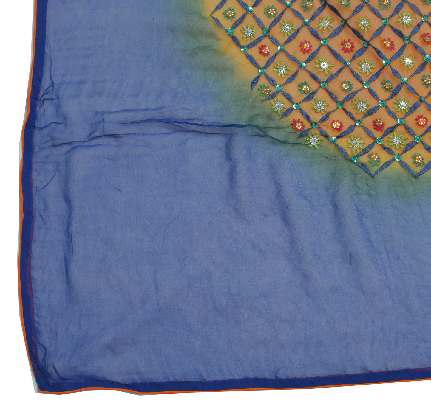 Sushila Vintage Mustard Dupatta Pure Georgette Silk Embroidered Long Stole Veil