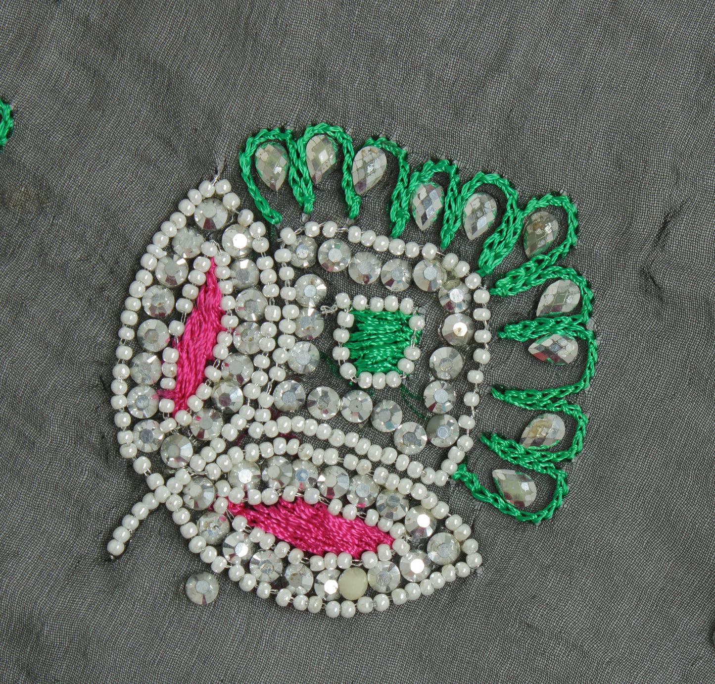 Sushila Vintage Black Indian Dupatta Pure Chiffon Silk Embroidered Long Stole