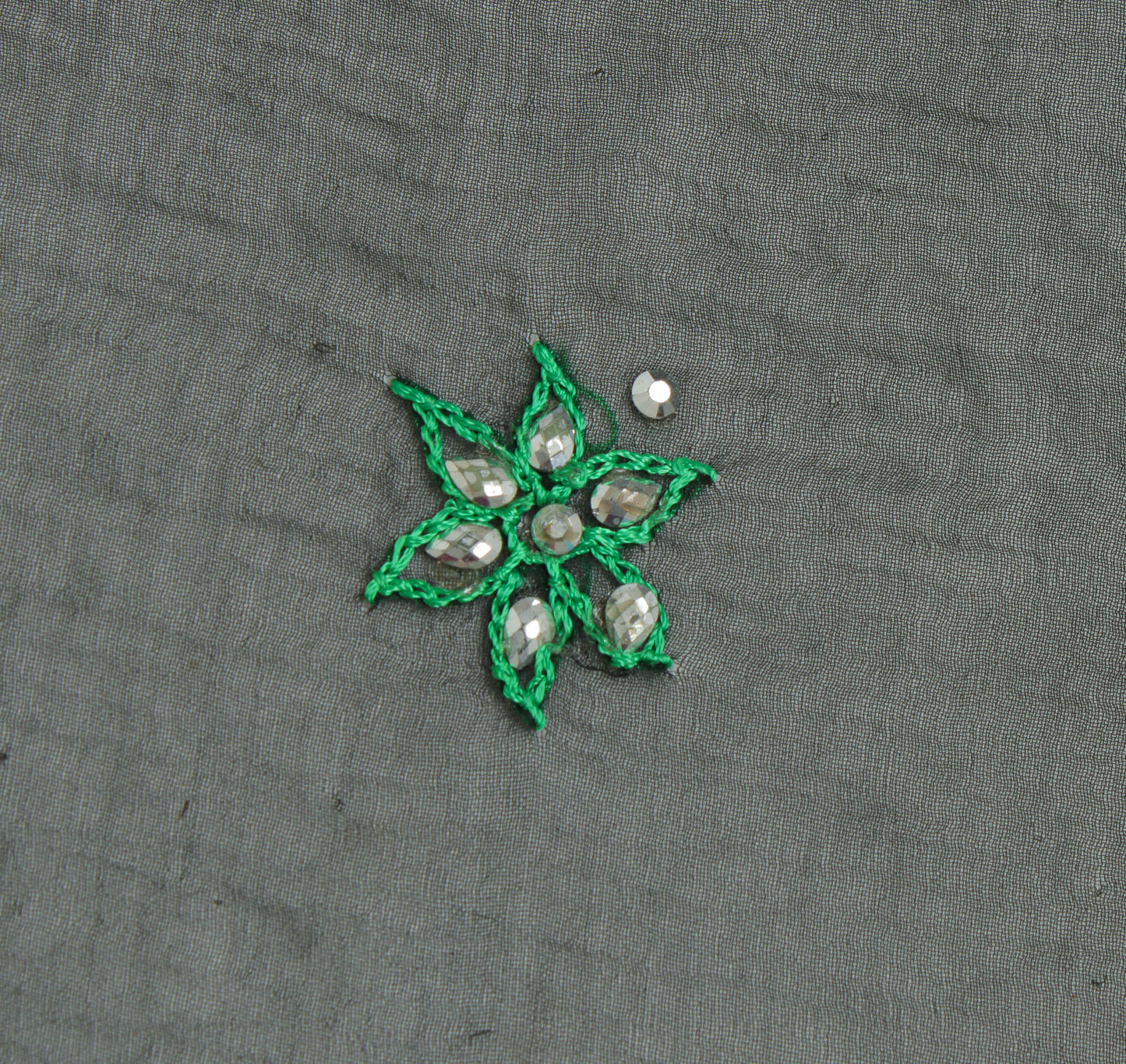 Sushila Vintage Black Indian Dupatta Pure Chiffon Silk Embroidered Long Stole