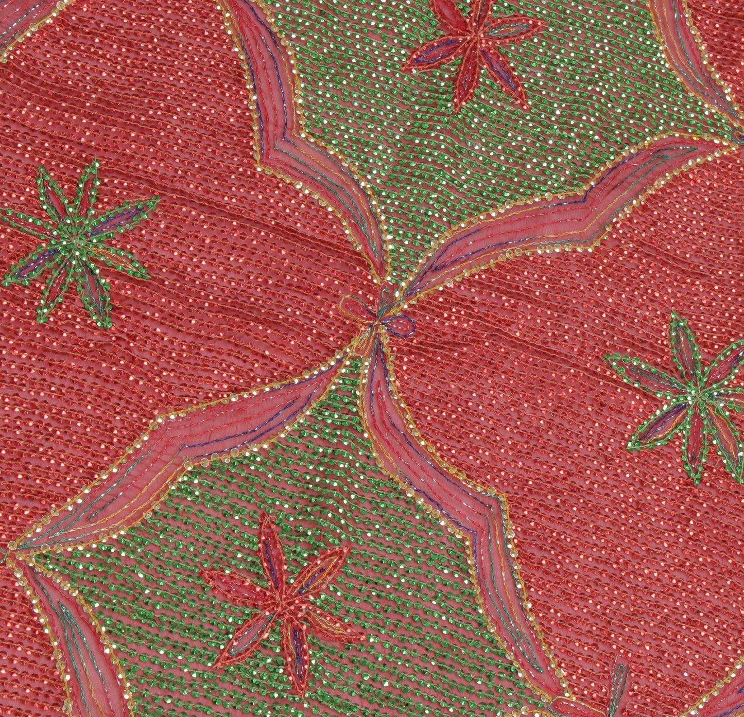 Sushila Vintage Red Dupatta Blend Chiffon Silk Sequins Embroidered Long Stole