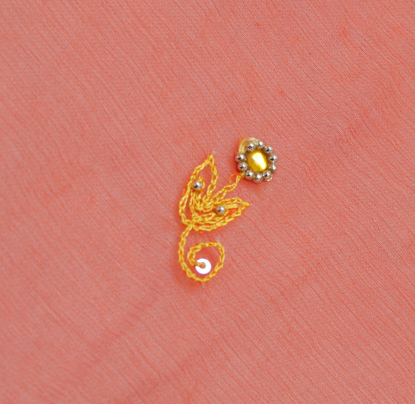 Sushila Vintage Orange Indian Dupatta Pure Chiffon Silk Embroidered Long Stole