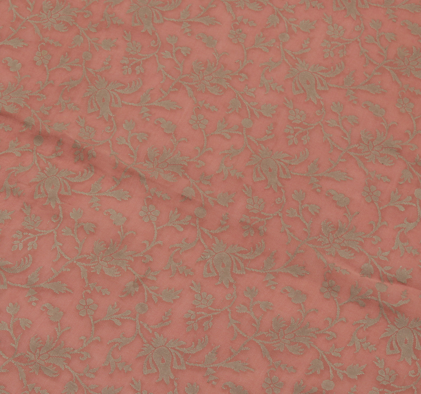 Sushila Vintage Peach Indian Dupatta Pure Crepe Silk Woven Long Stole Hijab