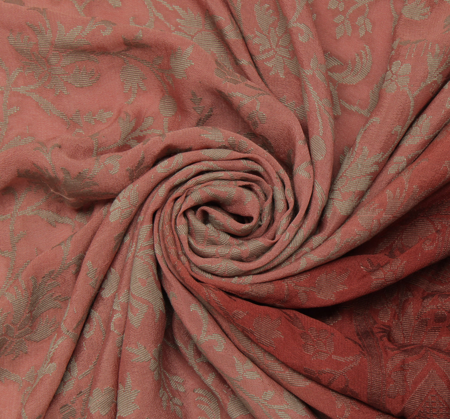 Sushila Vintage Peach Indian Dupatta Pure Crepe Silk Woven Long Stole Hijab