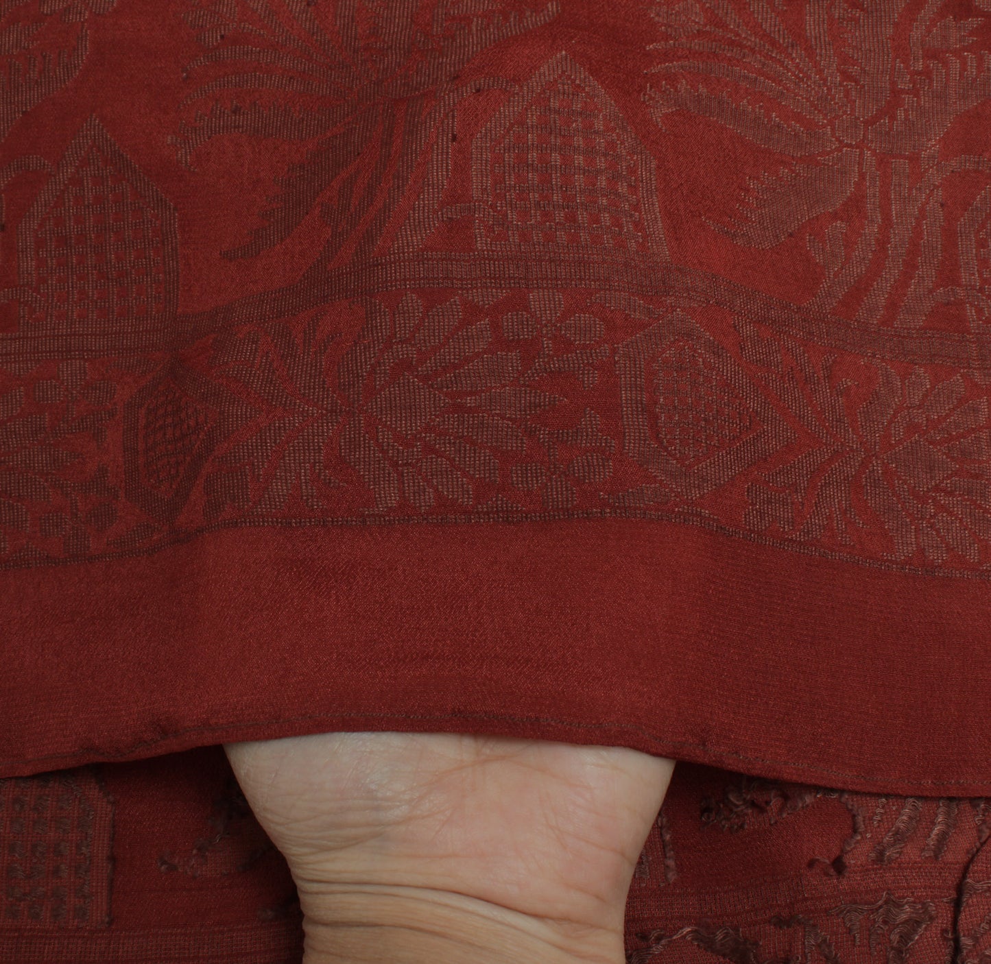 Sushila Vintage Peach Indian Dupatta Pure Crepe Silk Woven Long Stole Hijab