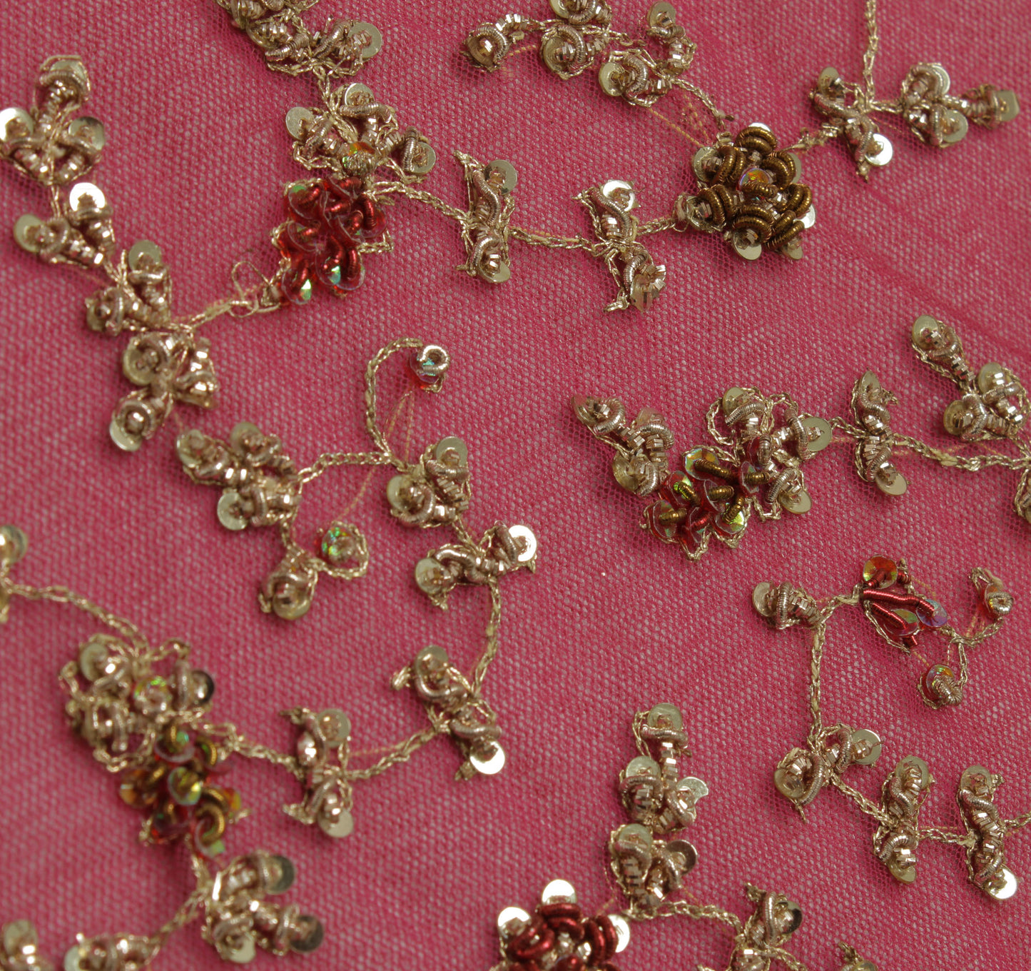 Sushila Vintage Magenta Heavy Dupatta Net Mesh Hand Beaded Long Wrap Scarves