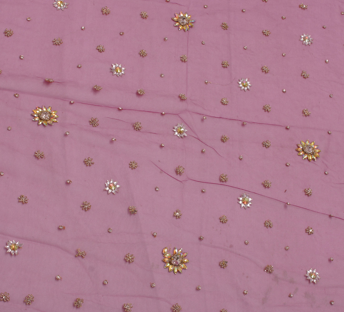 Sushila Vintage Purple Heavy Dupatta Net Mesh Hand Beaded Zardozi Long Stole