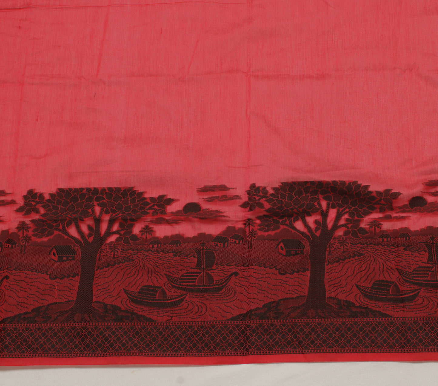 Sushila Vintage Red Indian Dupatta Blend Silk Woven Long Stole Scarves Hijab