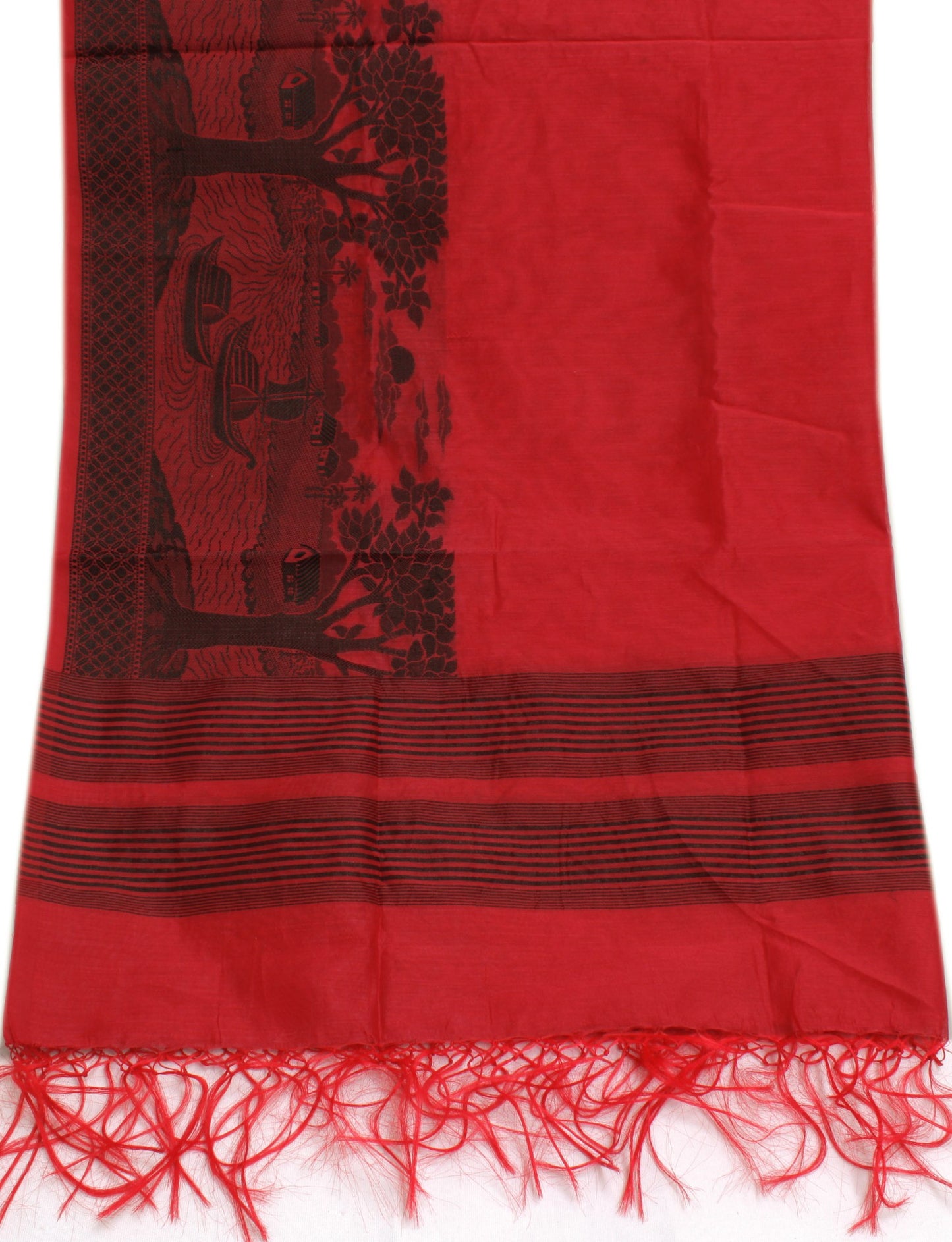 Sushila Vintage Red Indian Dupatta Blend Silk Woven Long Stole Scarves Hijab