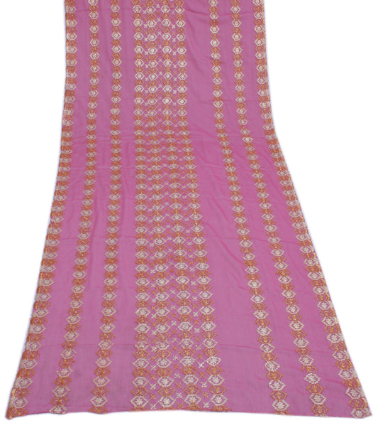 Sushila Vintage Mauve Dupatta Blend Georgette Silk Embroidered Long Stole Veil