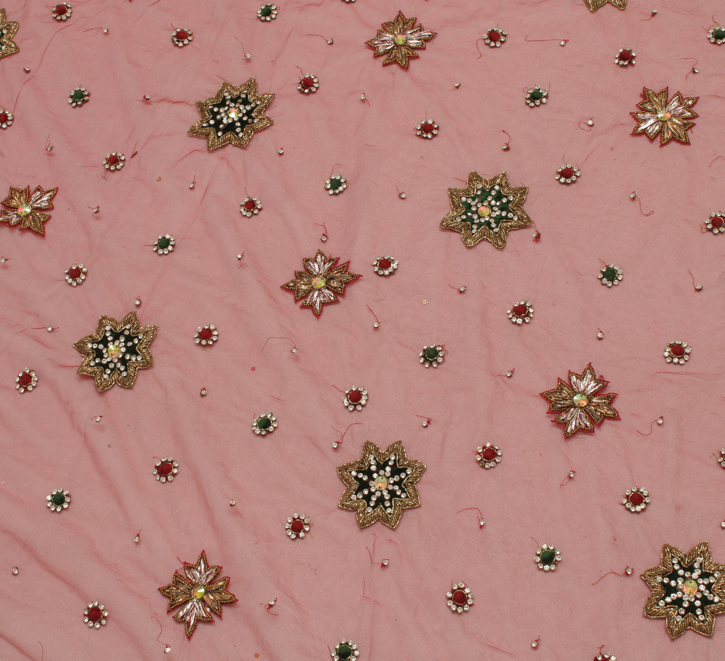 Sushila Vintage Maroon Heavy Dupatta Net Mesh Hand Beaded Long Stole Scarves