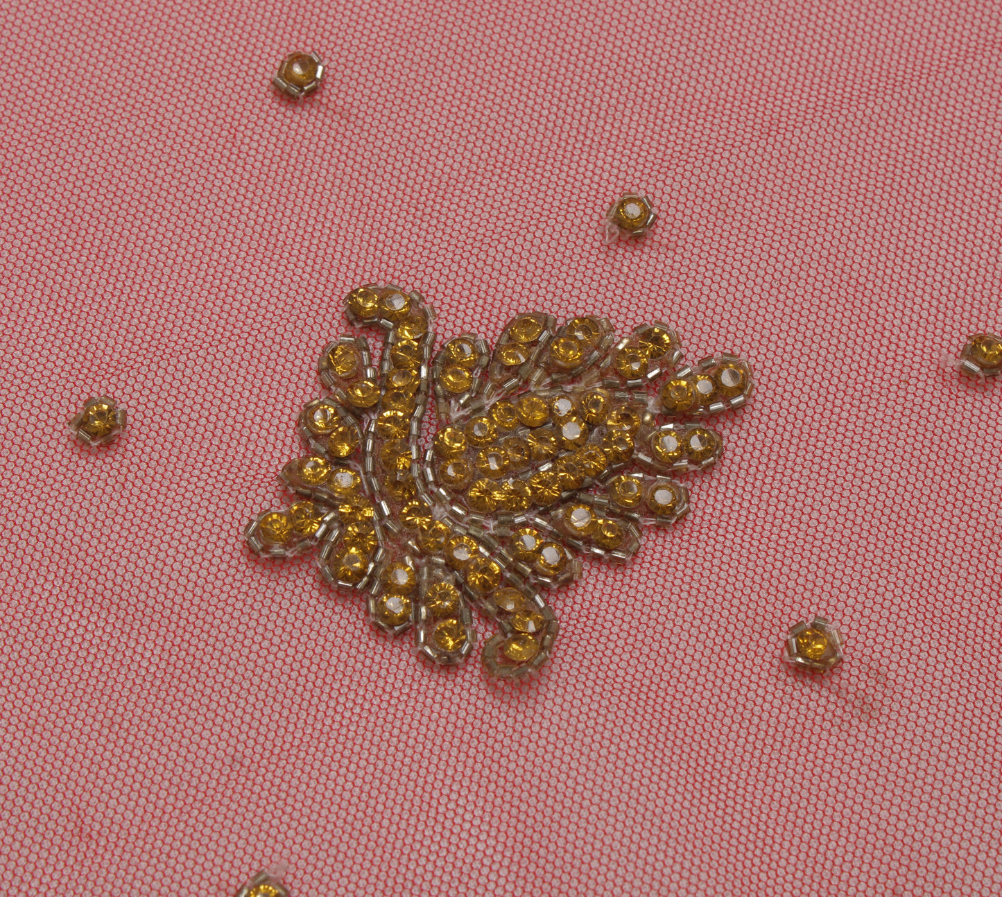 Sushila Vintage Red Indian Heavy Dupatta Net Mesh Embroidered Long Stole Scarves