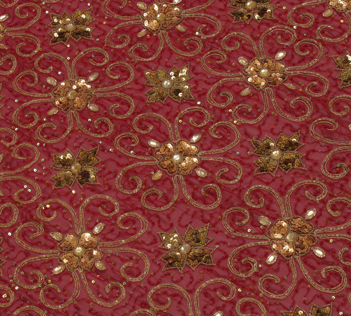 Sushila Vintage Maroon Heavy Dupatta Blend Georgette Silk Hand Beaded Long Stole