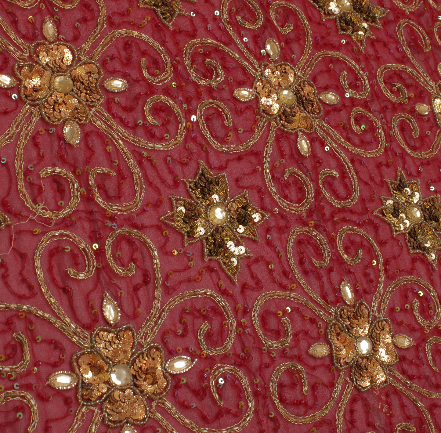 Sushila Vintage Maroon Heavy Dupatta Blend Georgette Silk Hand Beaded Long Stole