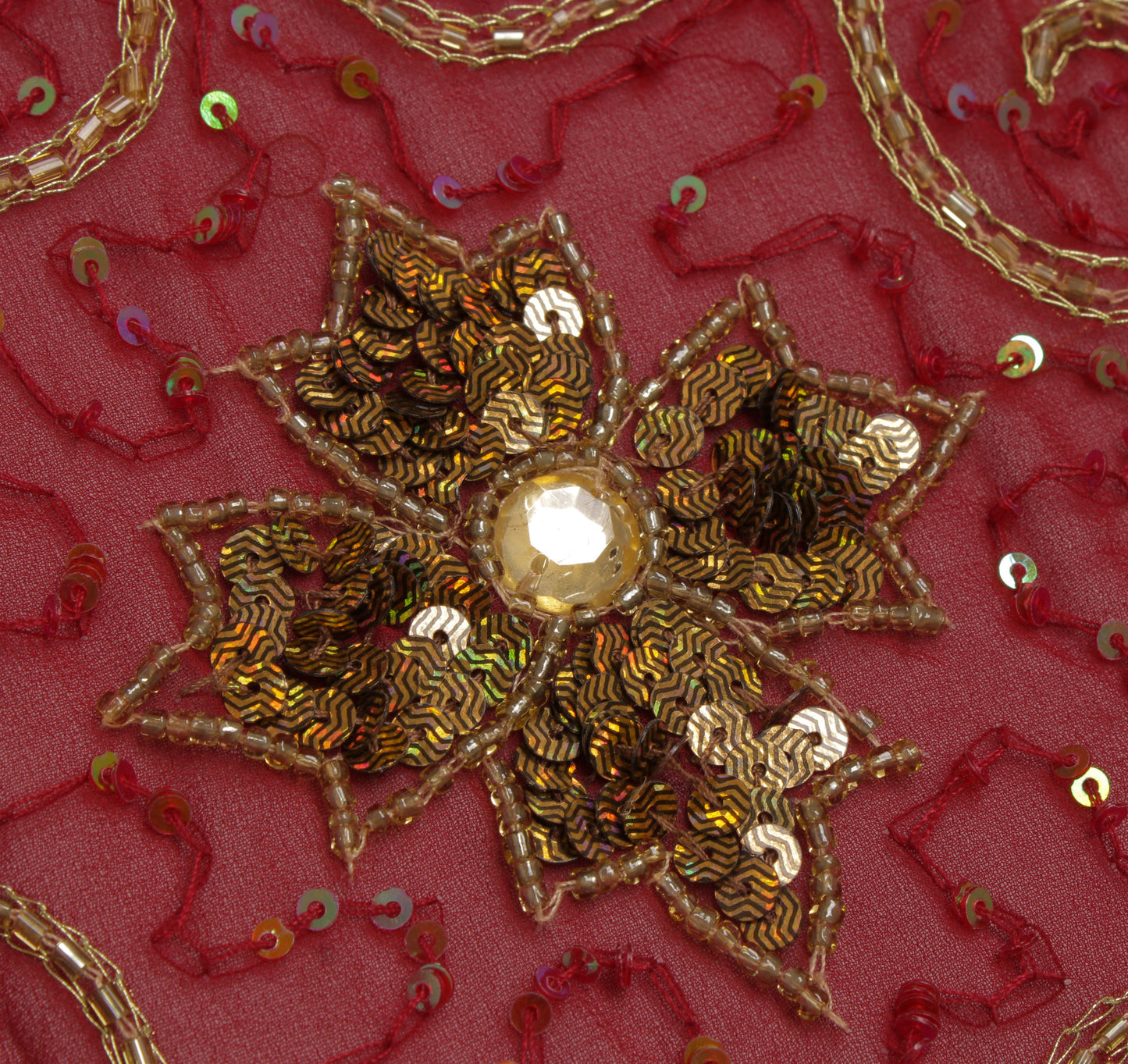 Sushila Vintage Maroon Heavy Dupatta Blend Georgette Silk Hand Beaded Long Stole