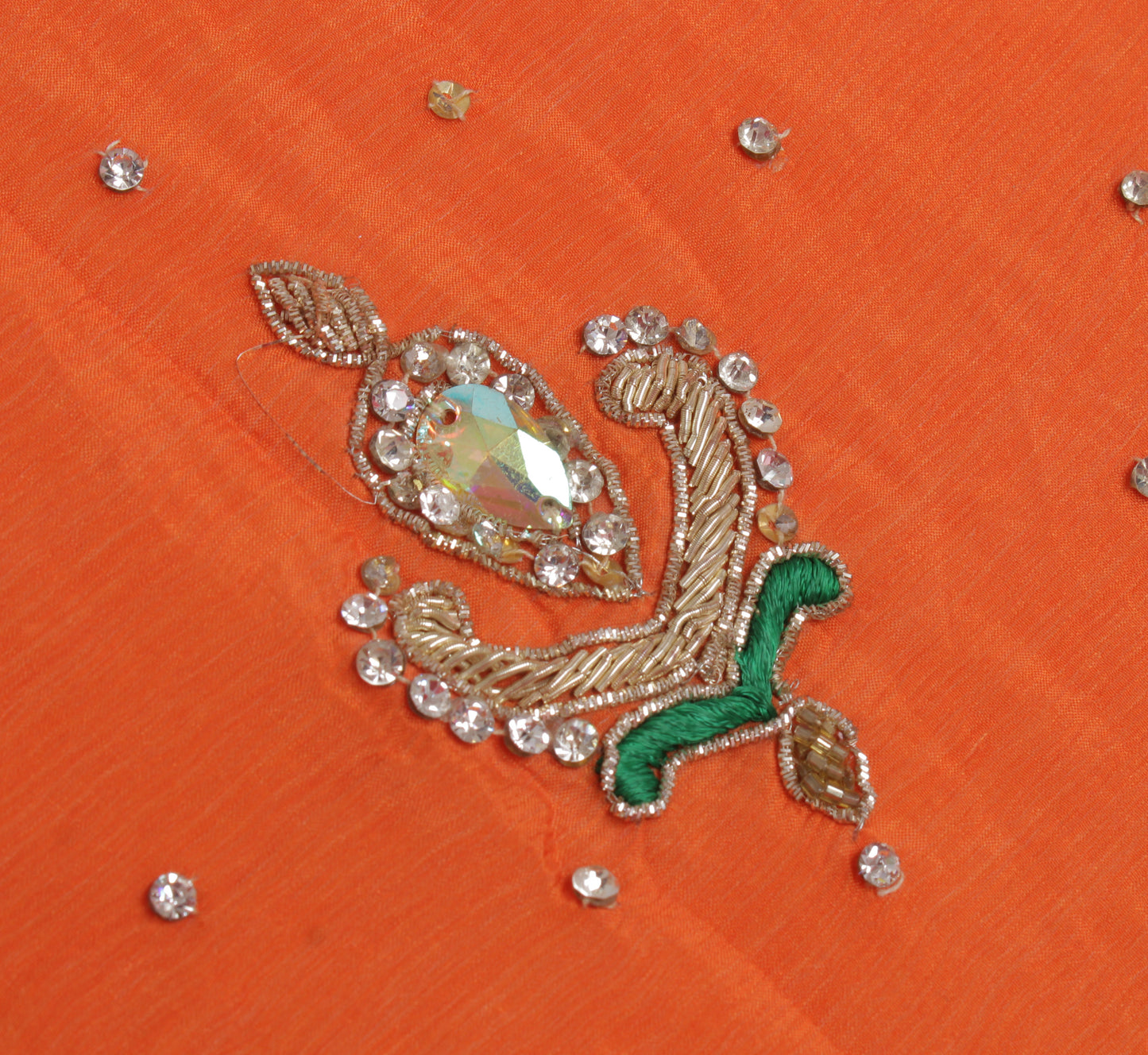 Sushila Vintage Orange Heavy Dupatta Pure Chiffon Silk Hand Beaded Long Stole