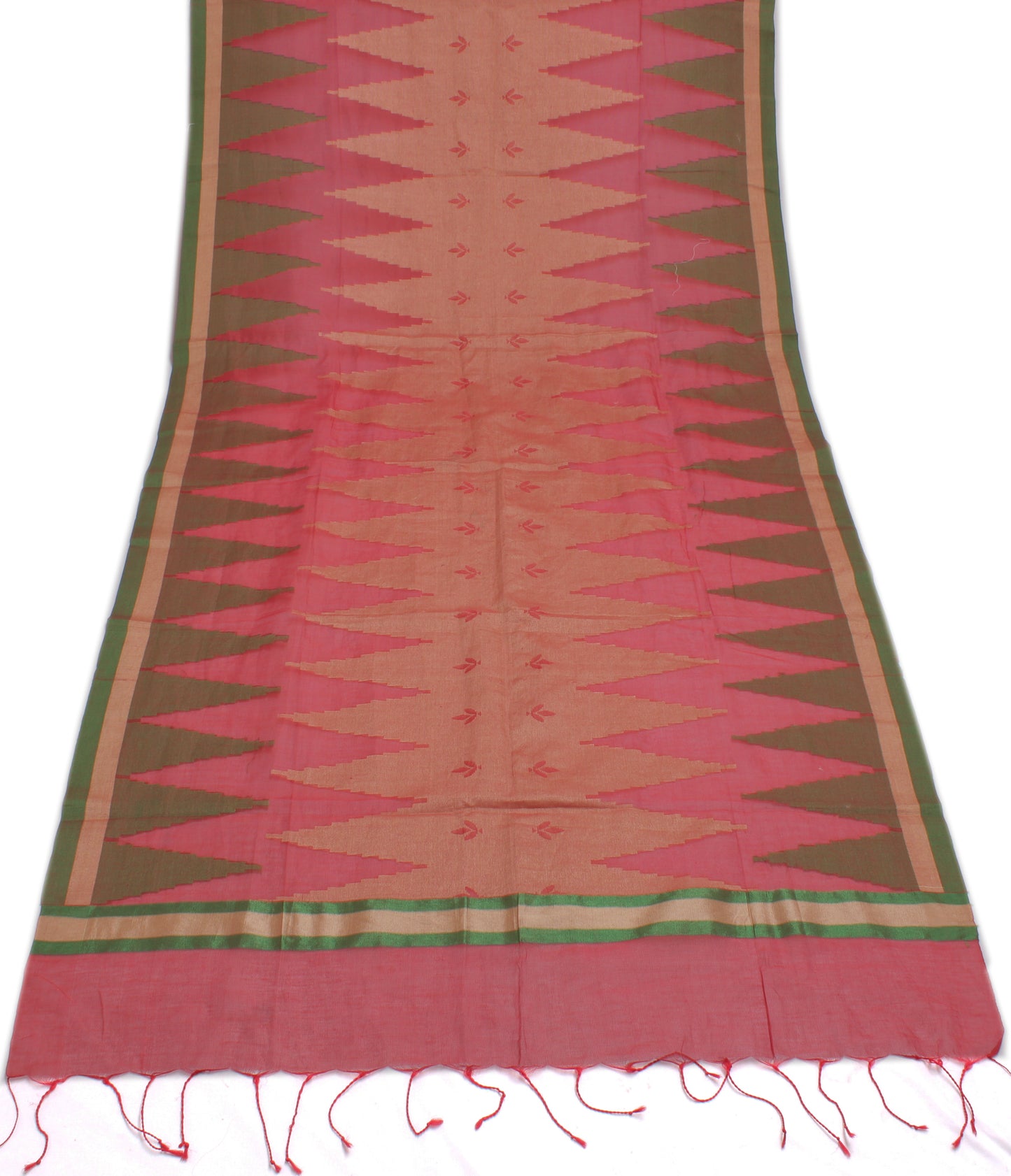 Sushila Vintage Peach Indian Dupatta Blend Cotton Woven Floral Long Stole Hijab