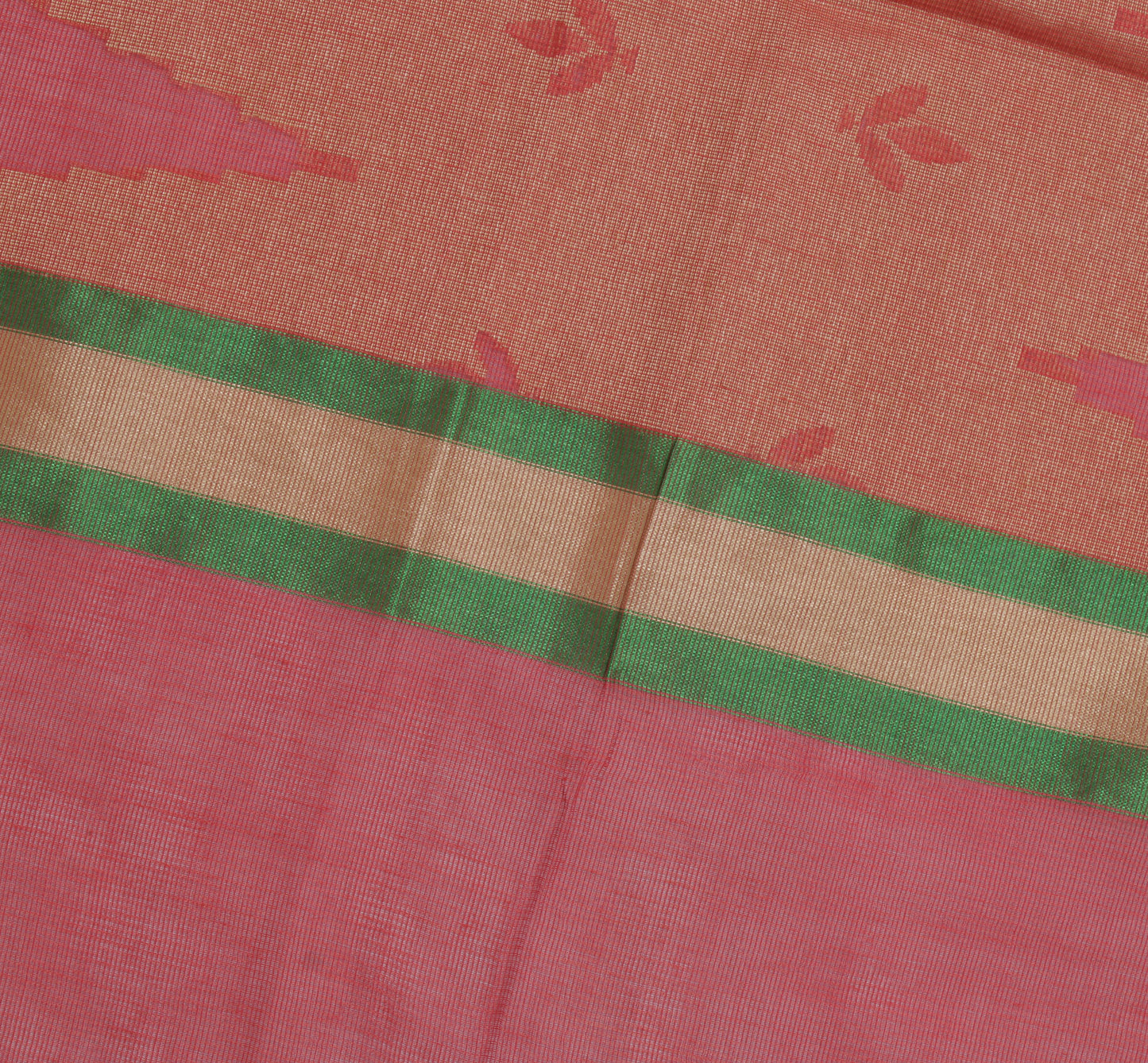 Sushila Vintage Peach Indian Dupatta Blend Cotton Woven Floral Long Stole Hijab