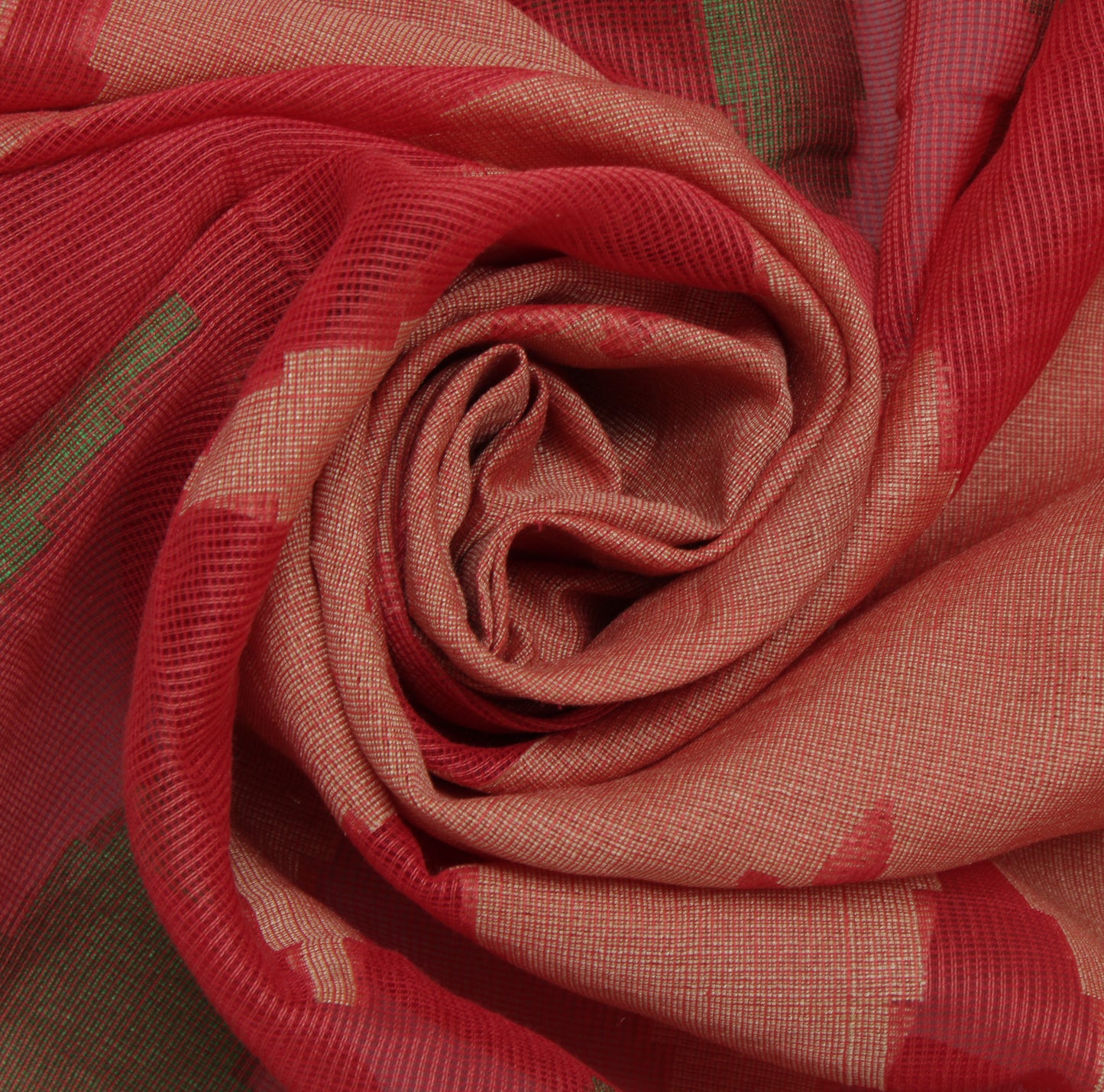 Sushila Vintage Peach Indian Dupatta Blend Cotton Woven Floral Long Stole Hijab