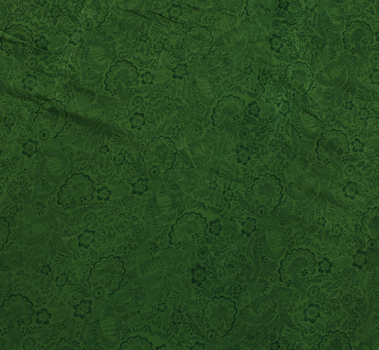 Sushila Vintage Dark Green Dupatta 100% Pure Crepe Silk Printed Long Stole Hijab