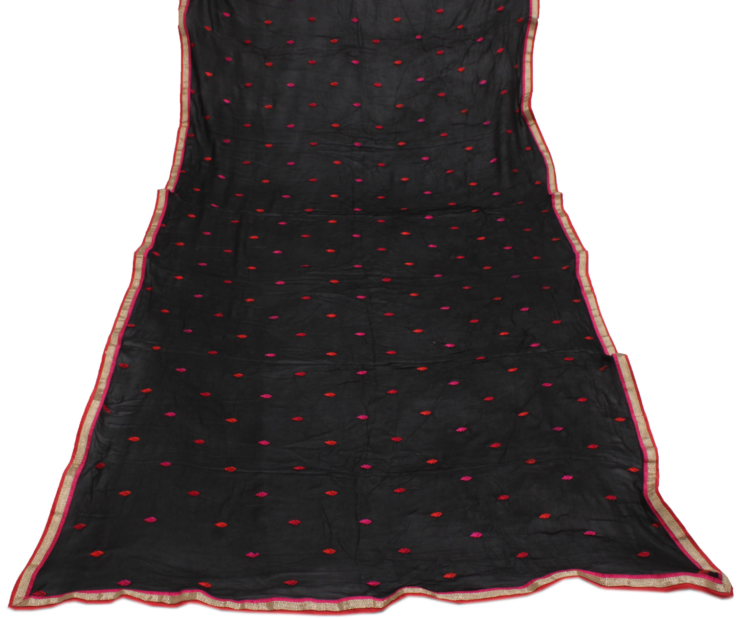 Sushila Vintage Black Dupatta Pure Georgette Silk Embroidered Long Stole Scarves