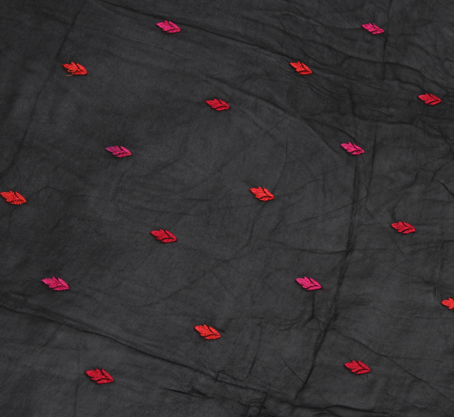 Sushila Vintage Black Dupatta Pure Georgette Silk Embroidered Long Stole Scarves