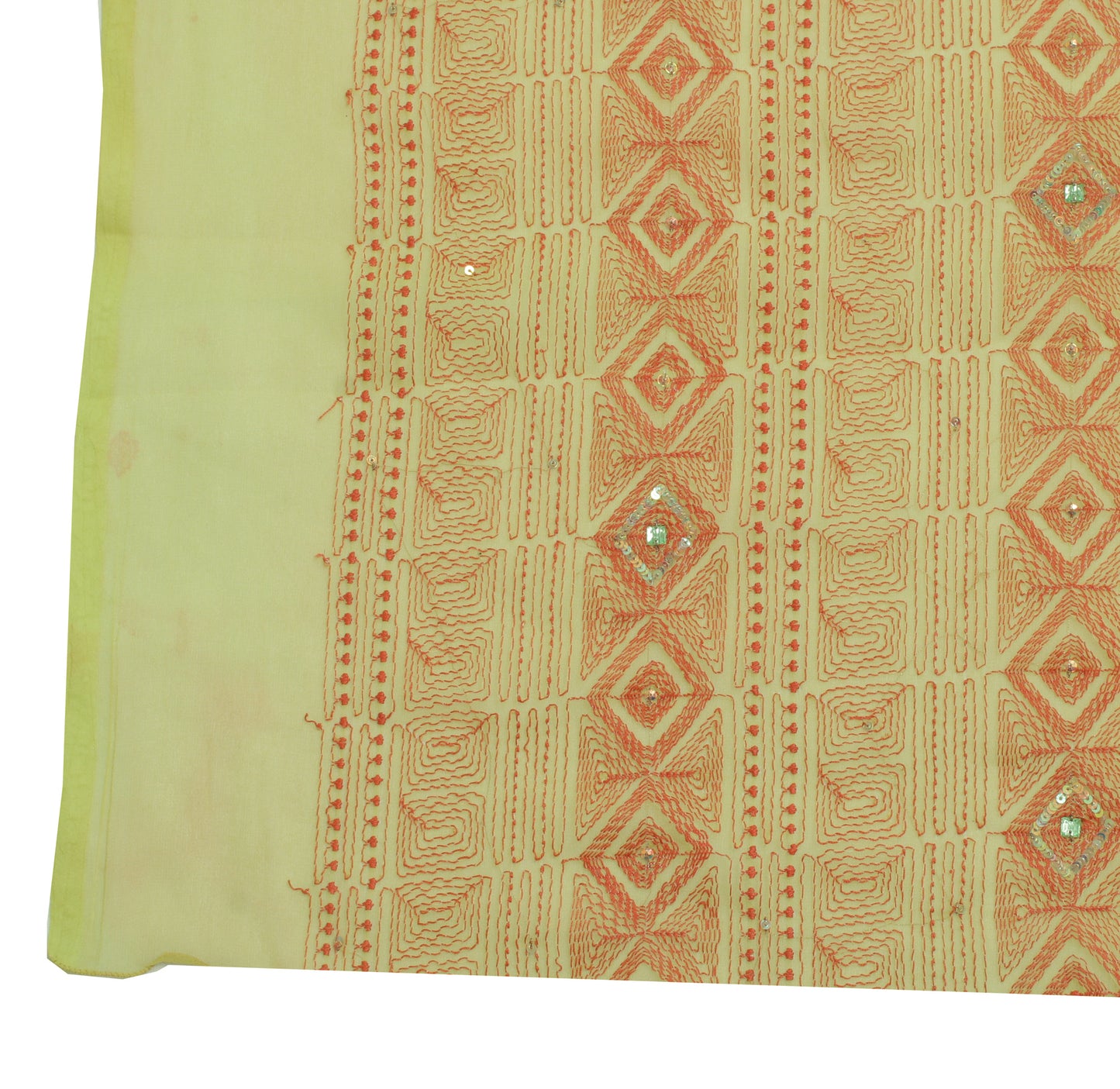 Sushila Vintage Green Dupatta Blend Georgette Silk Hand Embroidered Long Stole