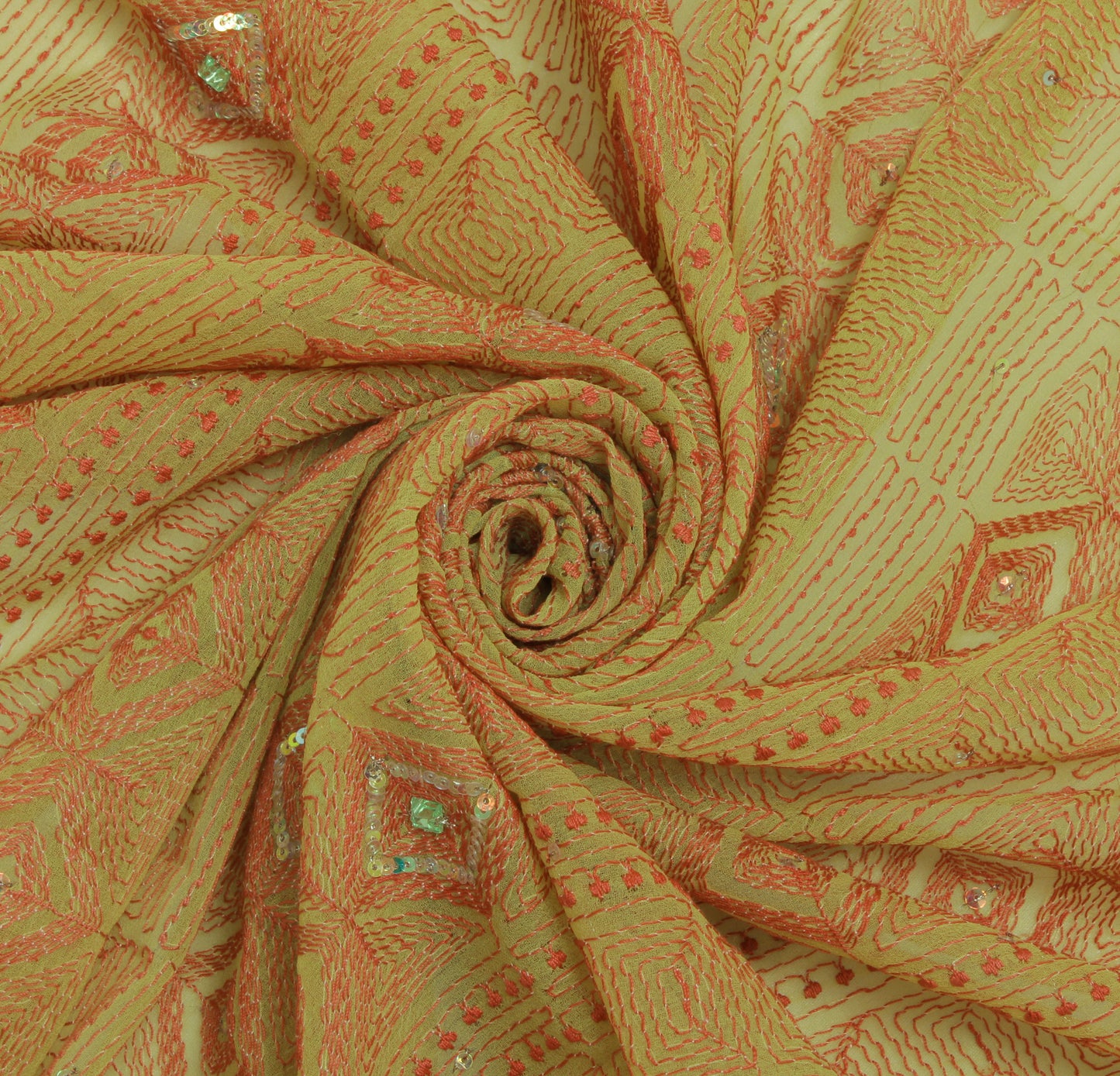 Sushila Vintage Green Dupatta Blend Georgette Silk Hand Embroidered Long Stole