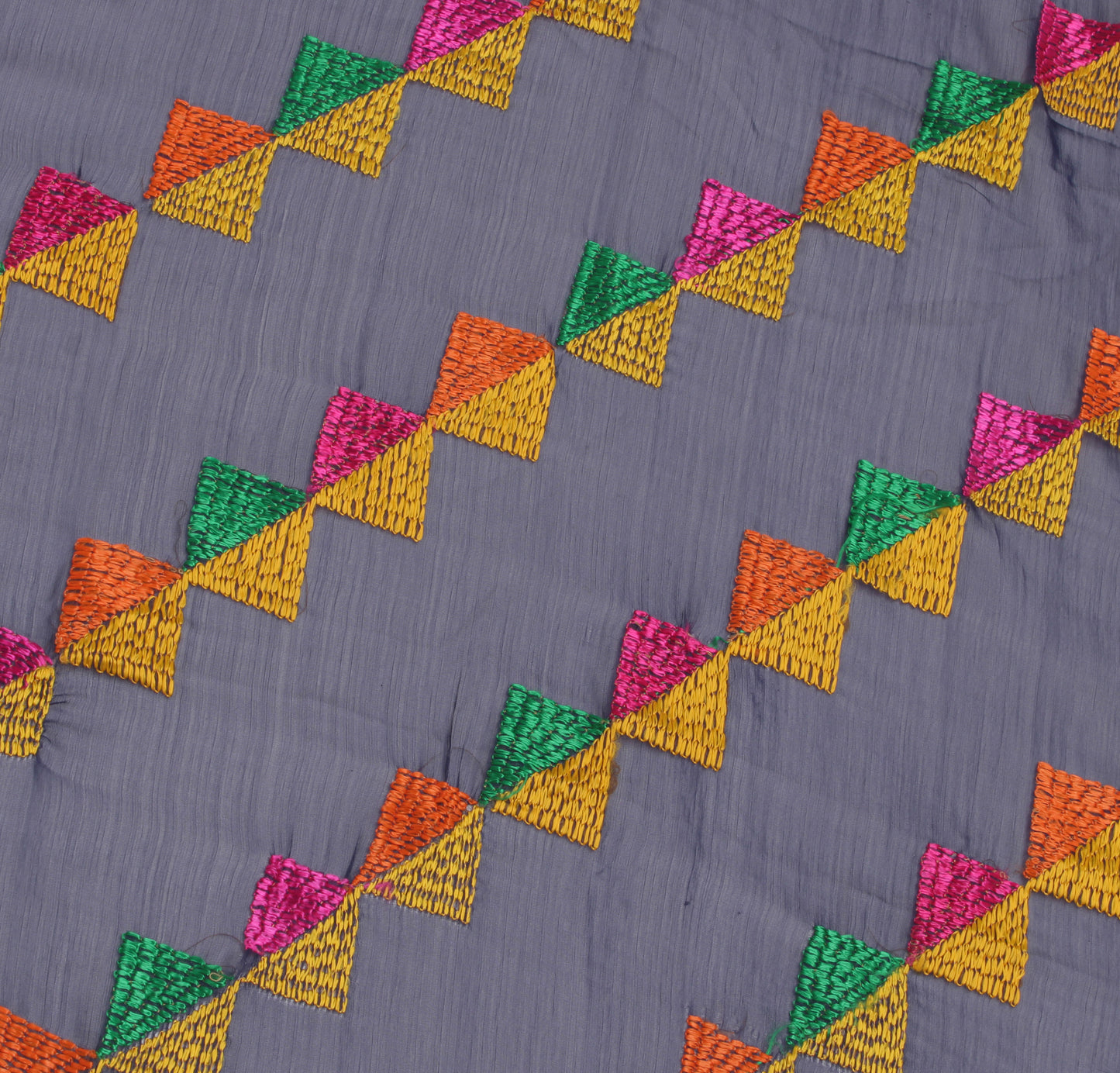 Sushila Vintage Blue Dupatta Blend Chiffon Silk Phulkari Embroidered Long Stole