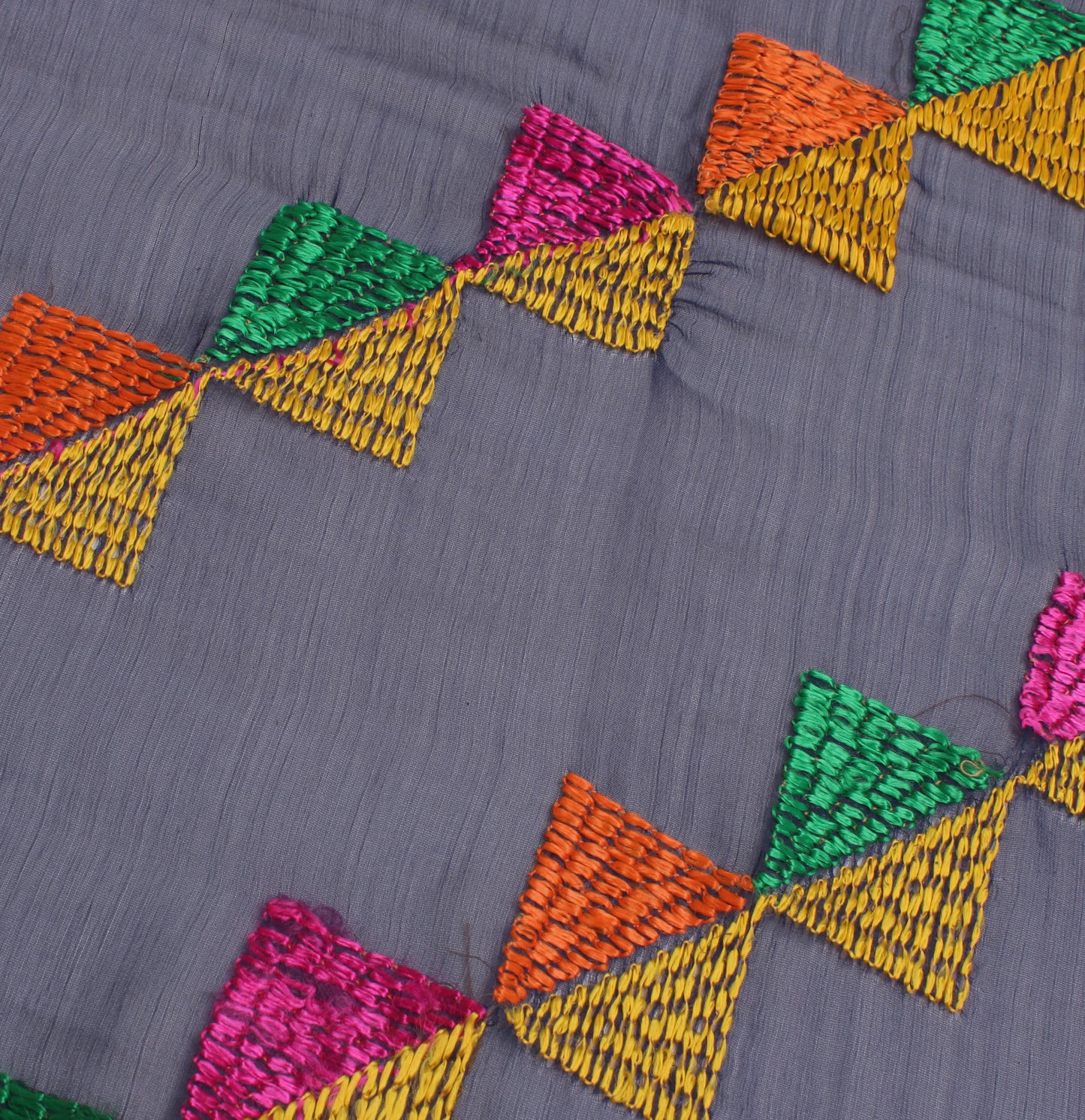 Sushila Vintage Blue Dupatta Blend Chiffon Silk Phulkari Embroidered Long Stole