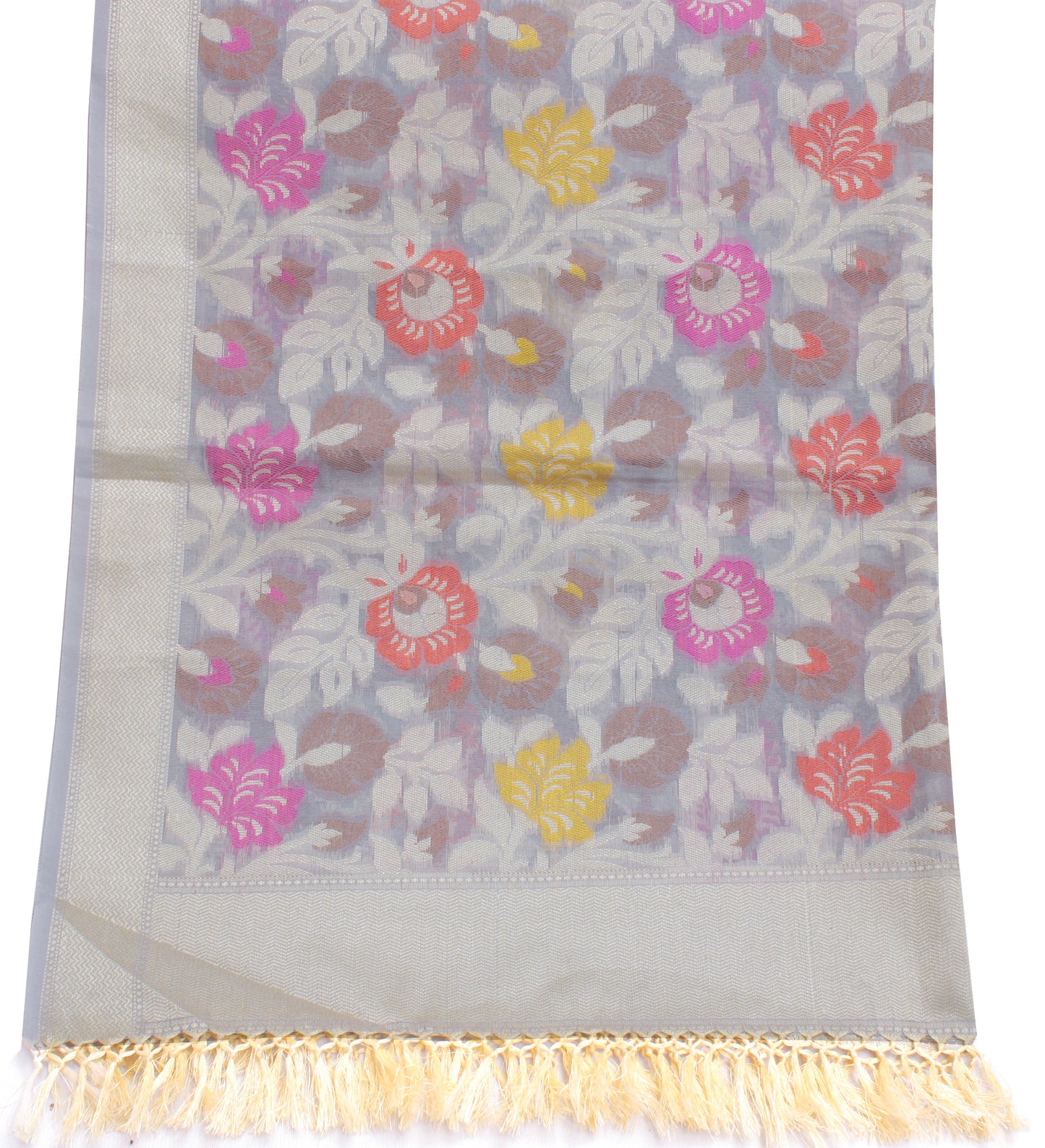 Sushila Vintage Gray Indian Dupatta Blend Silk Woven Long Stole Hijab Scarves