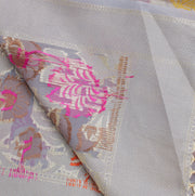 Sushila Vintage Gray Indian Dupatta Blend Silk Woven Long Stole Hijab Scarves