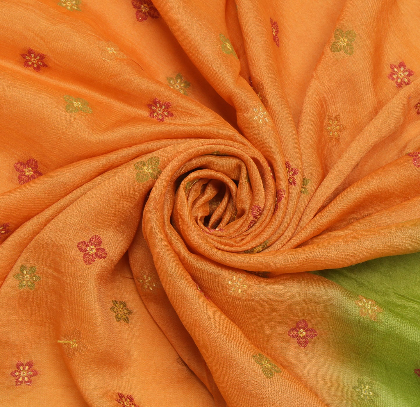 Sushila Vintage Orange Indian Dupatta 100% Pure Silk Woven Long Stole Scarves