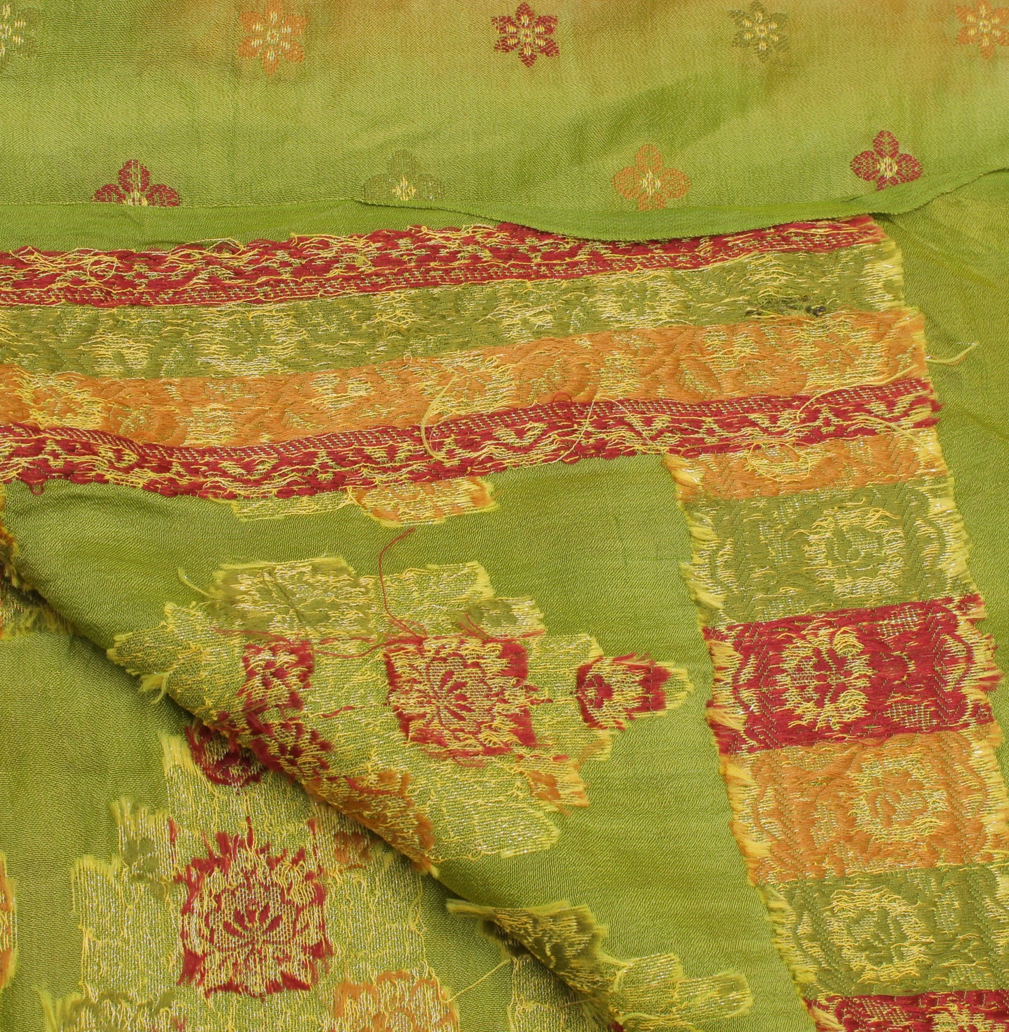 Sushila Vintage Orange Indian Dupatta 100% Pure Silk Woven Long Stole Scarves