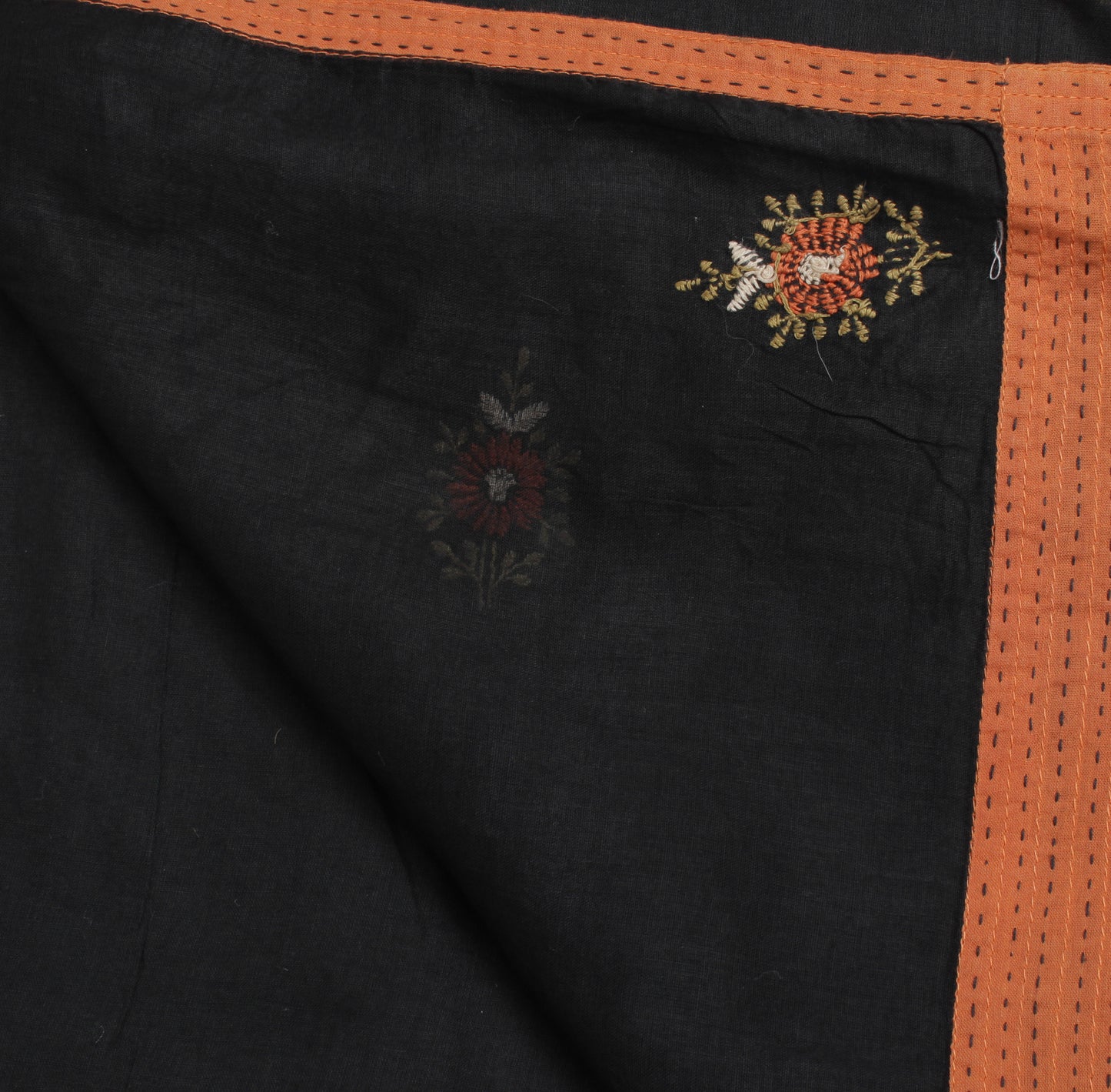 Sushila Vintage Black Dupatta 100% Pure Cotton Embroidered Long Stole Hijab