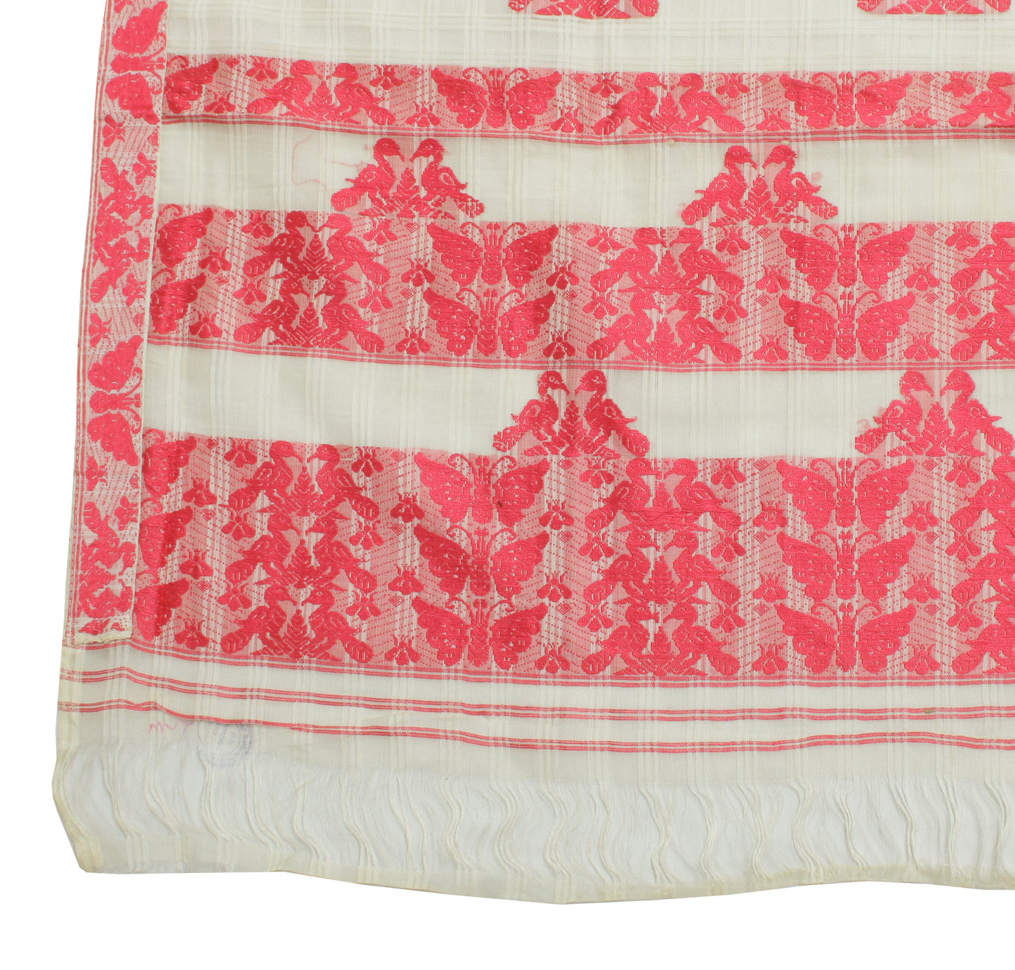 Sushila Vintage Cream Indian Dupatta Pure Cotton Woven Long Stole Scarves Hijab